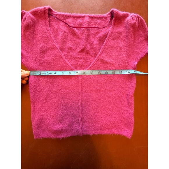 Free People Keep Me Warm Crop Top Fuchsia Pink NWT Size Large - Picture 5 of 8